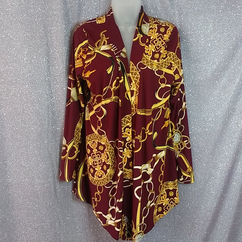 Plus size!!  Wine & Gold chain cardigan!!